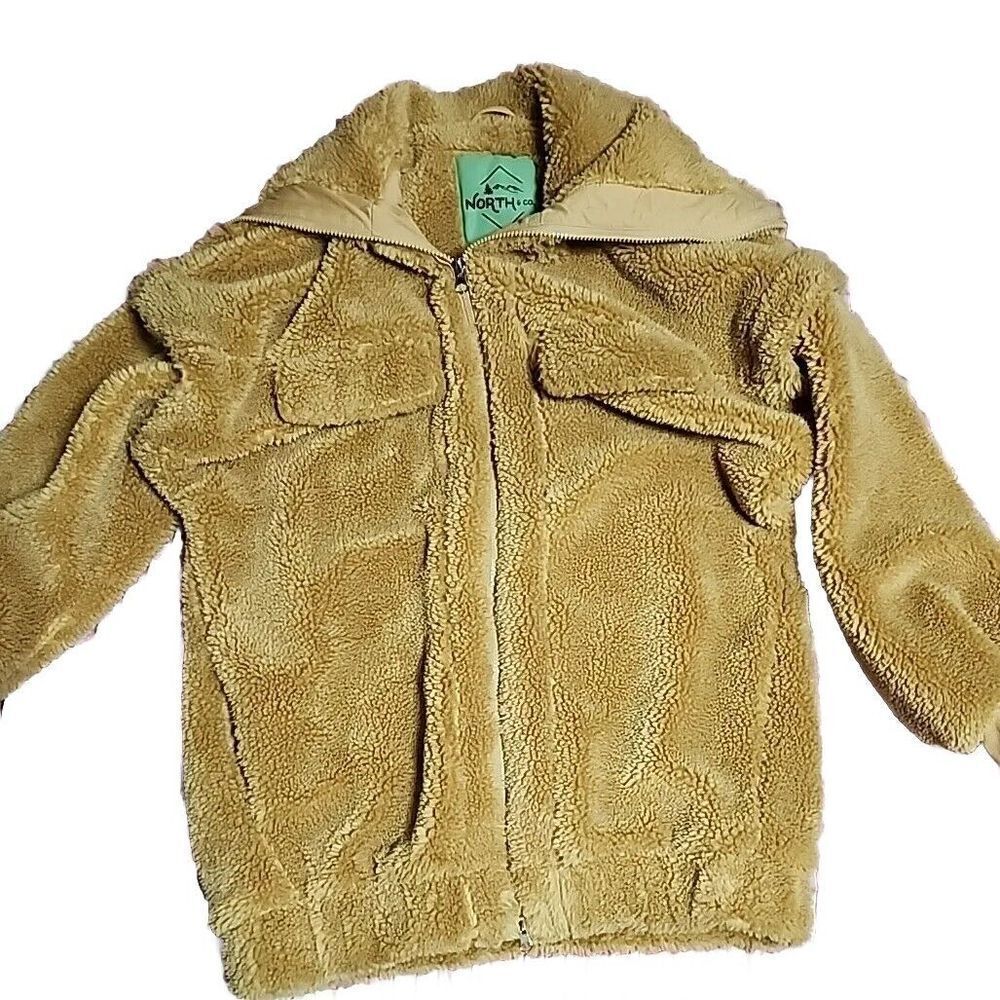 North & Co Sherpa Jacket Butterscotch XSUnisex Oversized SKC7 (Model Mens sz M)